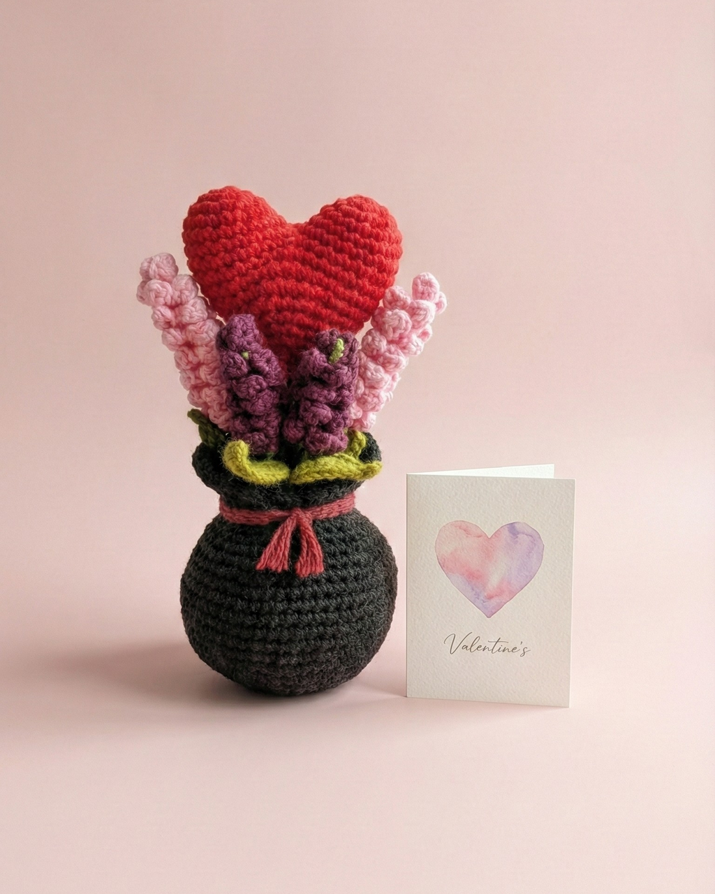 Handmade Crochet Valentine Heart Flower Bouquet – Romantic Home Decor & Gift
